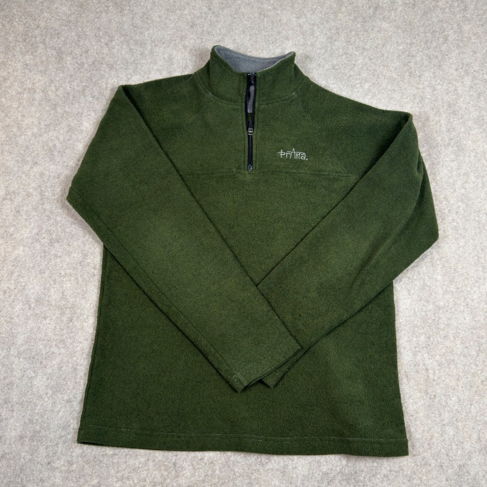 Prana Fleece Pullover Mens Large Green Quarter Zip Mock Neck‎ Raglan
